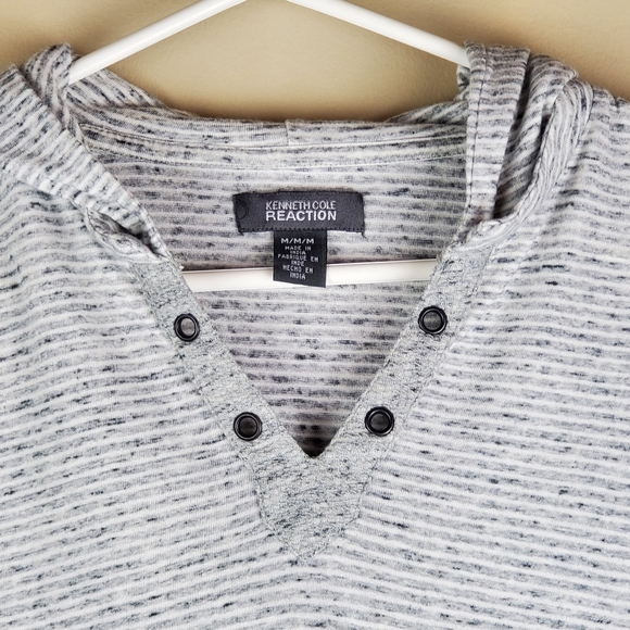 Kenneth Cole Reaction Striped Knit Hoodie - Size M - Picture 2 of 6
